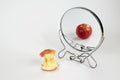 Eating Disorder Anorexia Bulimia Apple in Mirror Royalty Free Stock Photo