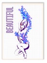 Body flower girl feet background. Model Sitting In The flowers. Nude female sketch vector graphic. Nude girl in flowers Royalty Free Stock Photo