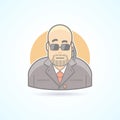 Body guard, security, bouncer, secret service agent icon. Avatar and person illustration.