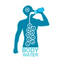 Body health infographic illustration drink water icon dehydration symptoms