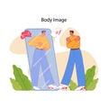 Body image struggles concept. Flat vector illustration