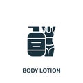 Body lotion icon. Monochrome simple sign from beauty and personal care collection. Body lotion iron icon for logo