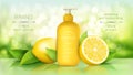 Body lotion with lemon vector realistic ads