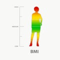 Body mass index level and silhouette of woman.