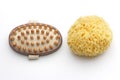 Body massage brush with sponge (hard vs.soft) Royalty Free Stock Photo