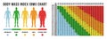 Body Masse index chart, vector illustration