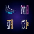 Body measurement neon light icons set