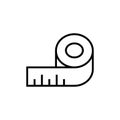 Body measuring tape icon. sewing ruler gauge symbol. simple monoline graphic