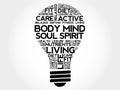 Body Mind Soul Spirit bulb word cloud Royalty Free Stock Photo