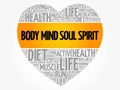 Body Mind Soul Spirit heart word cloud Royalty Free Stock Photo