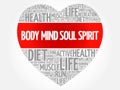 Body Mind Soul Spirit heart word cloud Royalty Free Stock Photo