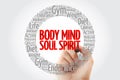 Body Mind Soul Spirit word cloud collage Royalty Free Stock Photo