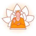 Body and mind yoga, isolated buddha illustration in vector