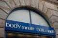 Body minute institut nail minute manucure logo text and brand sign on entrance facade Royalty Free Stock Photo