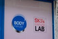 Body minute skin minute lab logo and text sign of store BODYÃ¢â¬â¢minute shop beauty