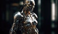 body modified with metallic cyborg technology Creating using generative AI tools