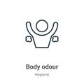 Body odour outline vector icon. Thin line black body odour icon, flat vector simple element illustration from editable hygiene