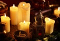 Body oil sensual lotion candles with aroma lamp.