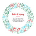 Body Pain and Injury Banner Card Circle. Vector