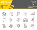 Body pain line icon set, body ache collection, vector graphics, logo illustrations, body pain vector icons, illness Royalty Free Stock Photo