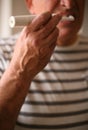 Senior man brushing teeth. Royalty Free Stock Photo