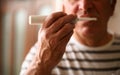 Senior man brushing teeth. Royalty Free Stock Photo