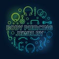 Body piercing colored jewelry vector outline illustration Royalty Free Stock Photo