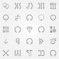 Body piercing icons set. Vector piercings jewelry signs Royalty Free Stock Photo