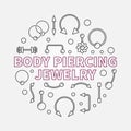 Body piercing jewelry vector modern outline illustration