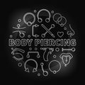 Body Piercing round vector silver illustration in outline style Royalty Free Stock Photo