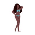 Body positive african american woman in bikini vector illustration isolated.