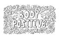 Body Positive coloring page with floral pattern in doodle sketch style vector illustration