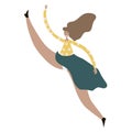Body positive girl in twine position or dancing, jumping. Happy woman in active life style. Smiling female in training