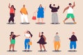 Body-positive people set in flat design. Vector illustration