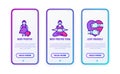 Body positive thin line icons set: woman plus size, yoga,love yourself. Vector illustration for user mobile interface Royalty Free Stock Photo