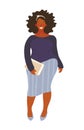 Body positive woman portrait. Portrait of a full length African American woman, plus size woman. Happy business woman, cute Royalty Free Stock Photo