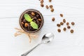 Body scrub of ground coffee on white table background top view Royalty Free Stock Photo