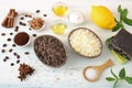 Body scrub of sea salt with lemon Royalty Free Stock Photo