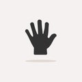 Body senses tact. Hand icon with shadow on beige background