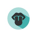 Body senses taste. Tongue icon with shade on green circle