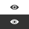 Body senses vision. Eye icon on black and white background