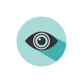 Body senses vision. Eye icon with shade on green circle