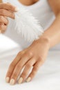 Body Skin Care. Closeup Of Woman Hands Touching Soft Hand Skin Royalty Free Stock Photo
