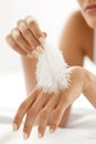 Body Skin Care. Closeup Of Woman Hands Touching Soft Hand Skin Royalty Free Stock Photo