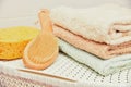 Body skin care. Eco friendly bathroom accessories. Spa treatments cosmetic products Royalty Free Stock Photo