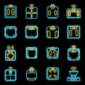 Body smart scales icons set vector neon