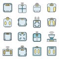 Body smart scales icons set vector color line