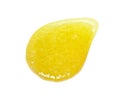 Body sugar scrub smear smudge swatch on white background. Yellow citrus mask blob