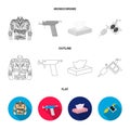 Body tattoo, piercing machine, napkins. Tattoo set collection icons in flat,outline,monochrome style vector symbol stock Royalty Free Stock Photo