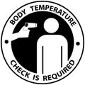 Body Temperature Check Sign during Covid-19 Outbreak. Mask and Temperature Check is Required Royalty Free Stock Photo